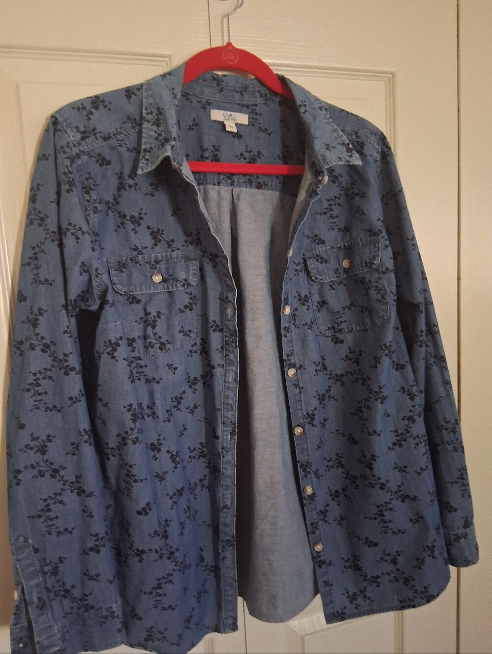 croft & barrow Blue Denim Floral Button-Down Shirt